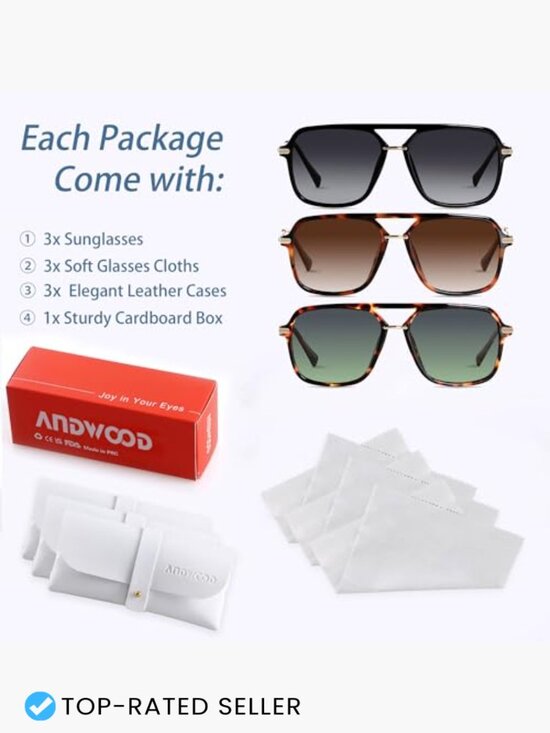 Retro Square Aviator Sunglasses Polarized UV400 Protection Unisex 90s Style